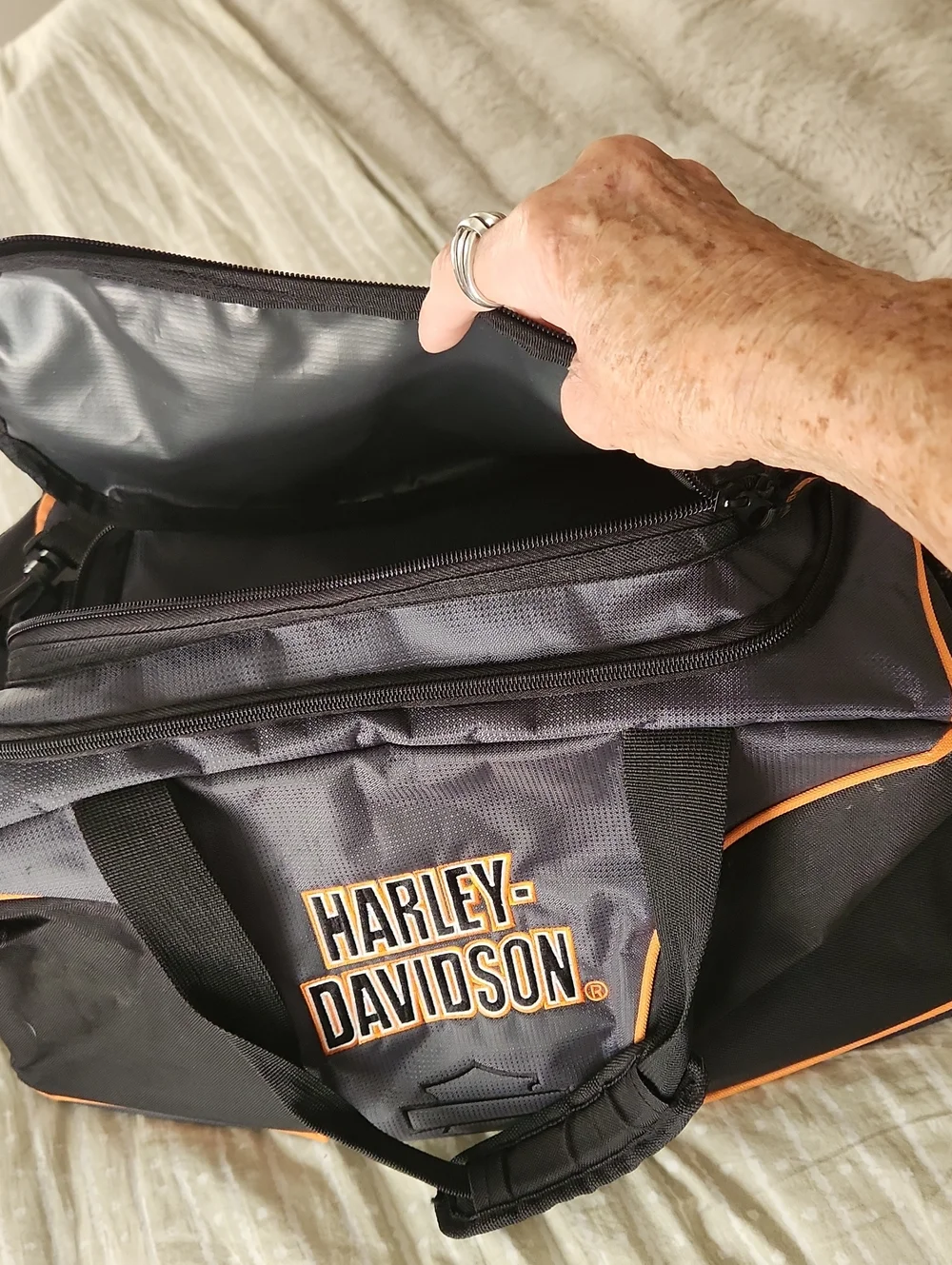 Harley-Davidson Black and Orange Travel Duffel